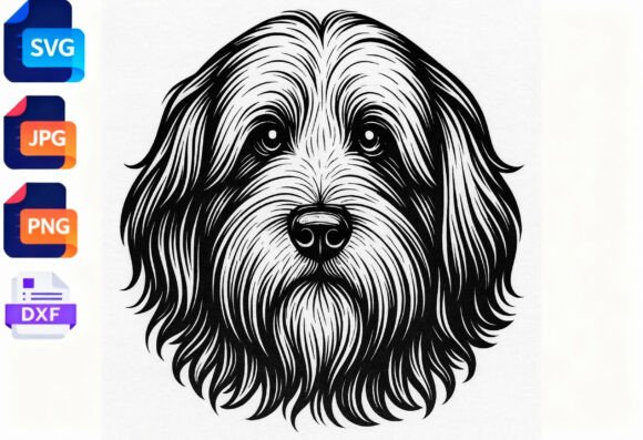 Bearded Collie Dog Face SVG Art Review
