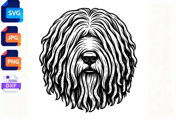 Black and White Bearded Dog Face SVG Review