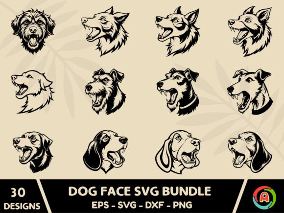 Dog Face Svg Bundle for Embroidery Projects