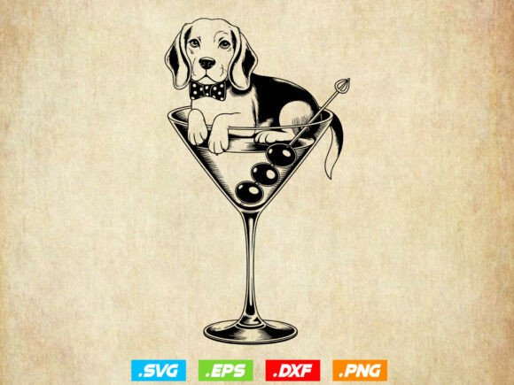 Dog in Martini Glass Svg