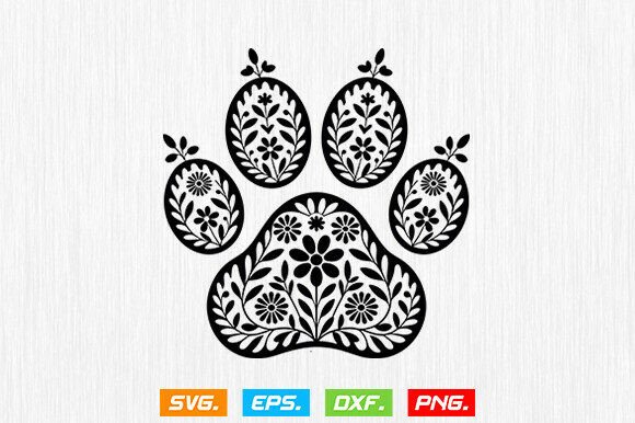 Floral Dog Paw SVG