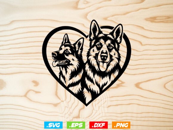 Heart with German Shepherd Svg for Dog Lovers