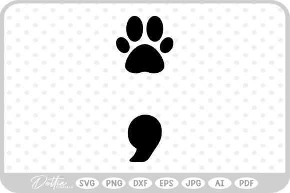 Paw Print Cat Dog Semicolon SVG PNG DXF
