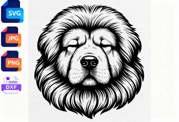 Tibetan Mastiff Dog Head SVG Clipart Review