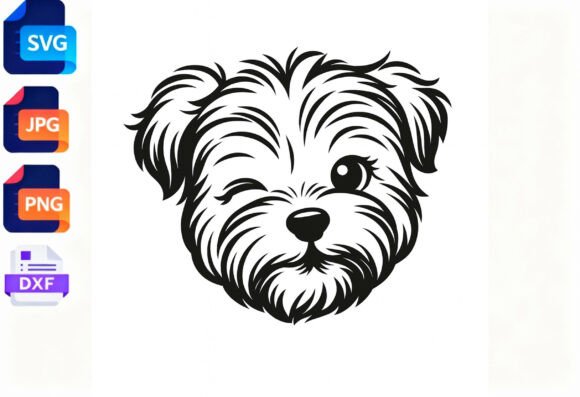 Winking Puppy Dog Face SVG PNG JPG DXF Review