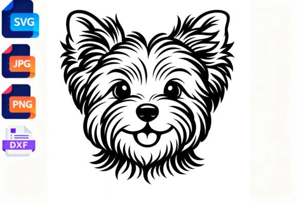 Yorkie Dog Face SVG PNG DXF Clipart Review